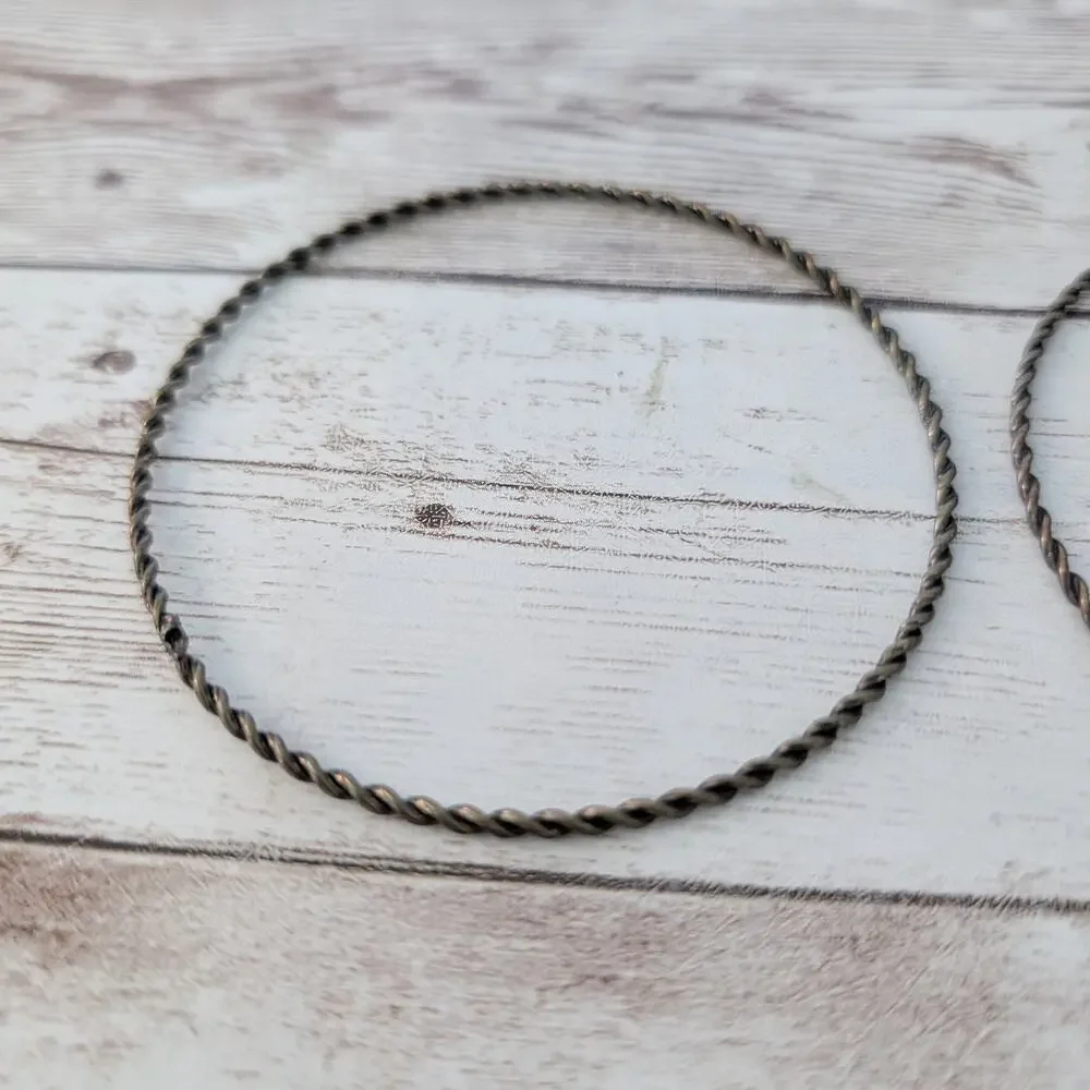 Vintage Bracelet Set of 2 Bronzey Brown Twist Design Bangles